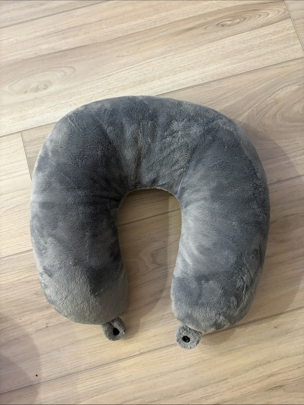 Plush Memory Foam Travel Neck Pillow - Gray